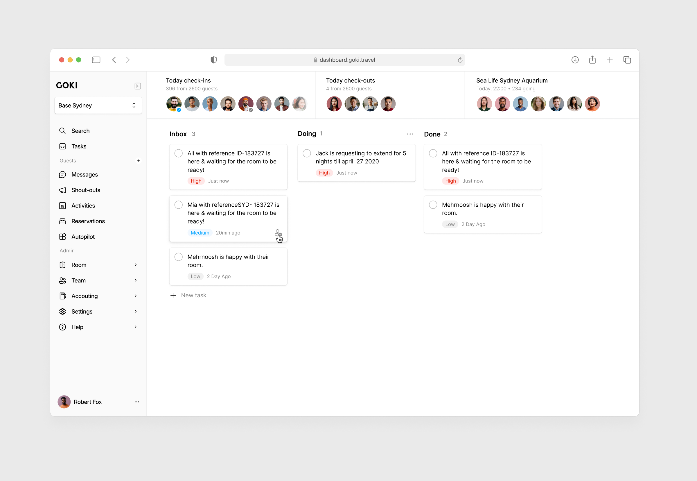 Staff dashboard