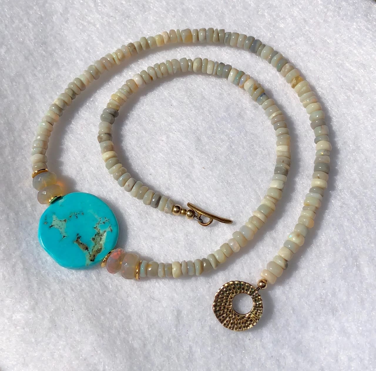 Turquoise and Opal Necklace, 16.5" in length Saki Silver