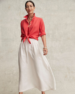 Chicos - Linen A-line Midi Skirt