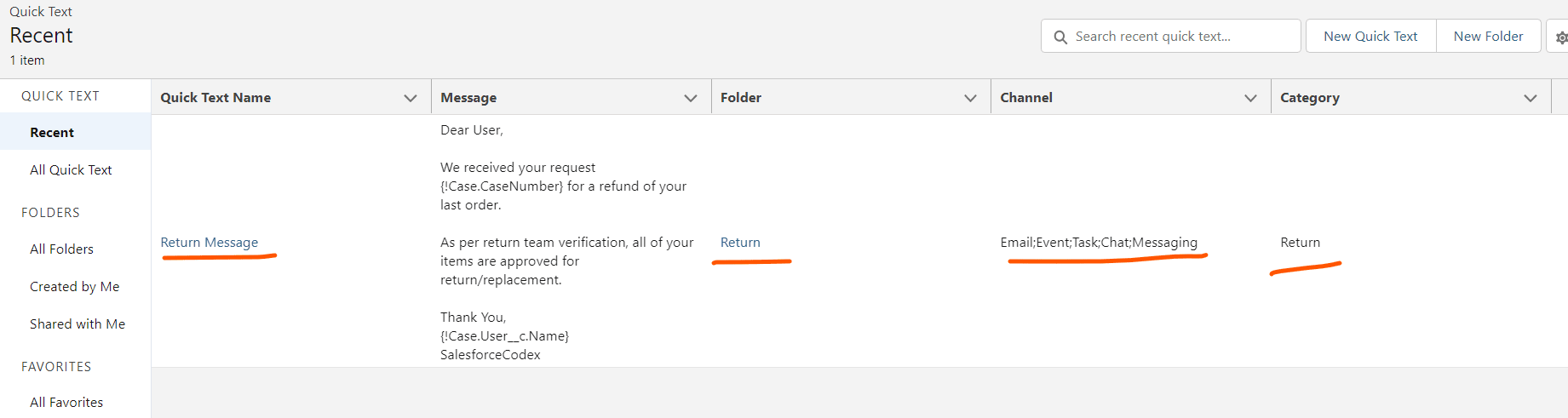 Quick Text in Salesforce - SalesforceCodex