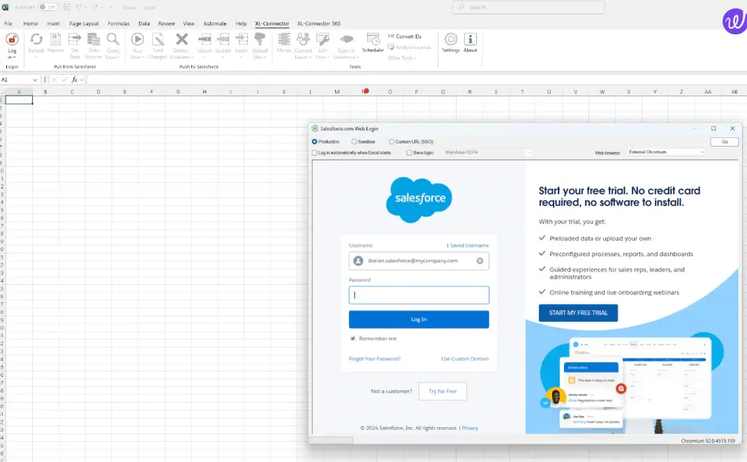 Authenticate Salesforce | Salesforce to Excel