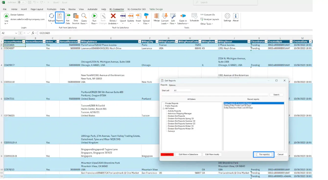 Import Salesforce Data to Excel