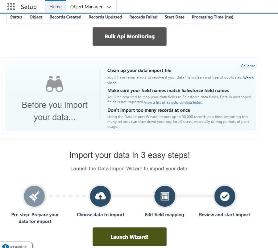 Data Import Wizard | Excel to Salesforce