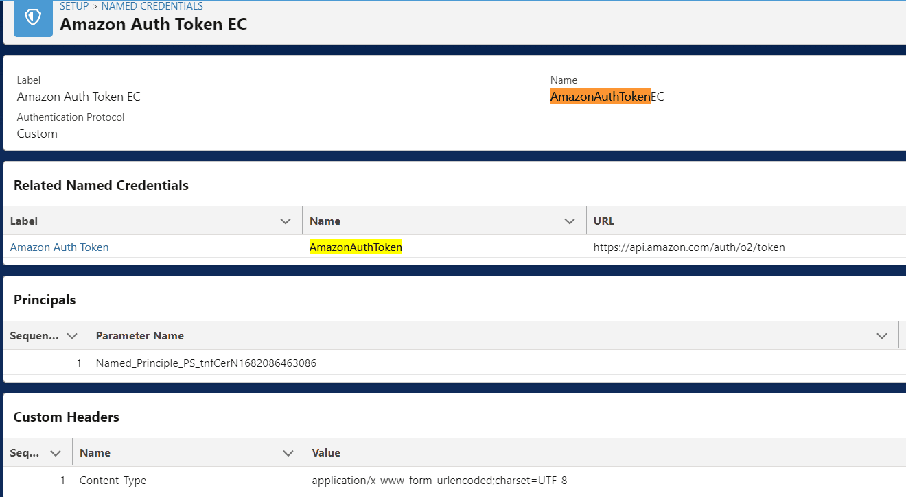 Named Credential for Amazon Auth Token - SalesforceCodex