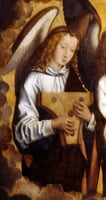 Hans Memling   Christ with Singing and Music Making Angels   Psaltery player