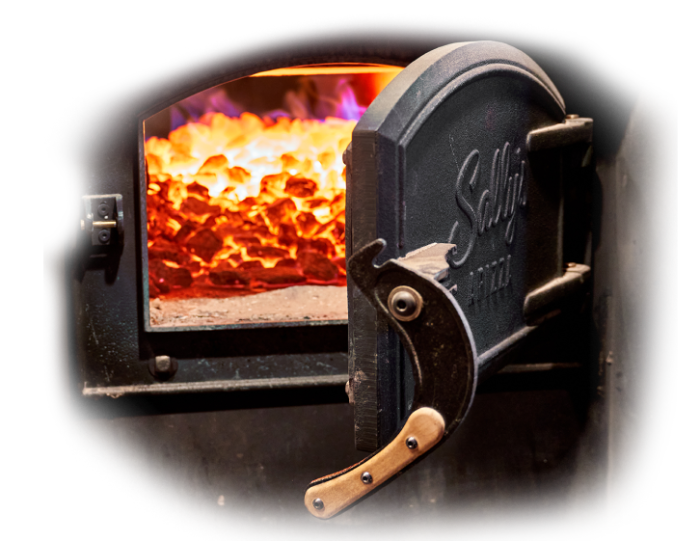 Hot coals in a brick oven