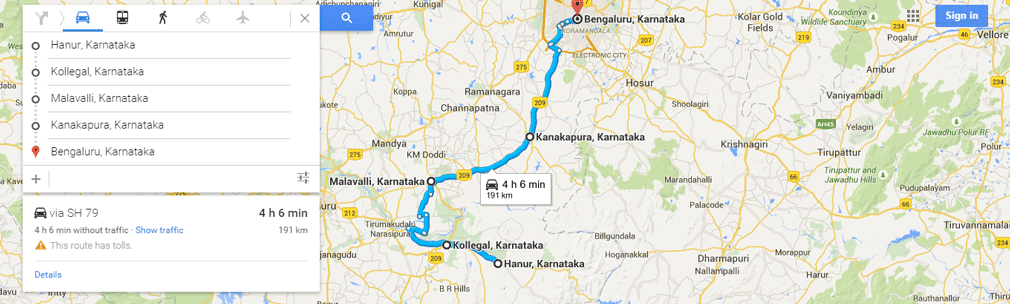 Hanur-to-Bangalore