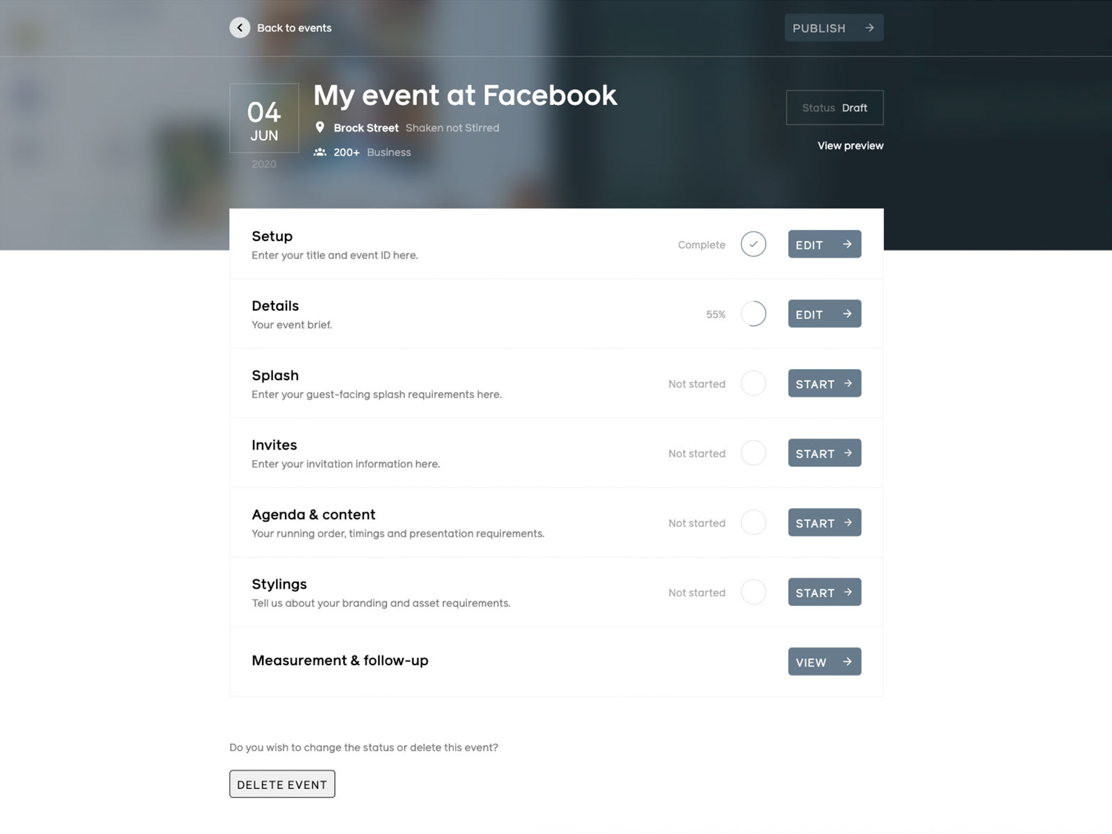 Facebook Event view