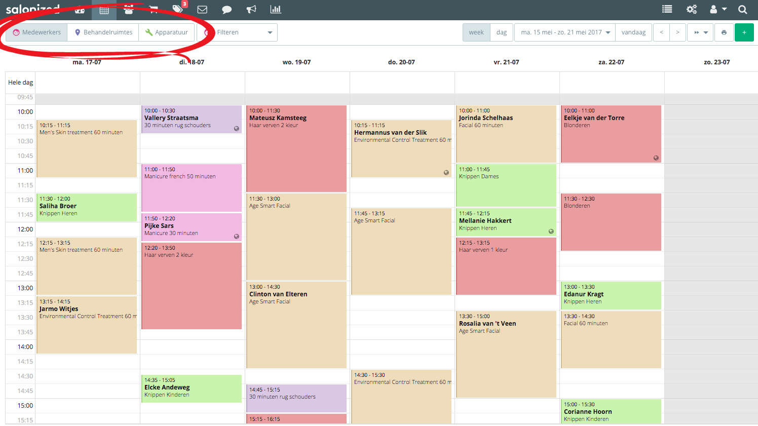 nieuwe interface agenda Salonized