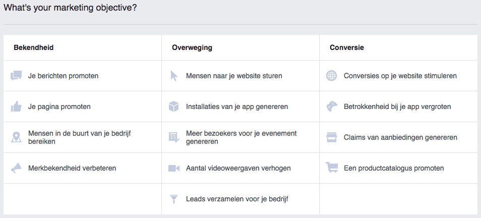 doelstelling facebook advertentie bepalen