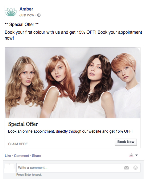 facebook ad salon example