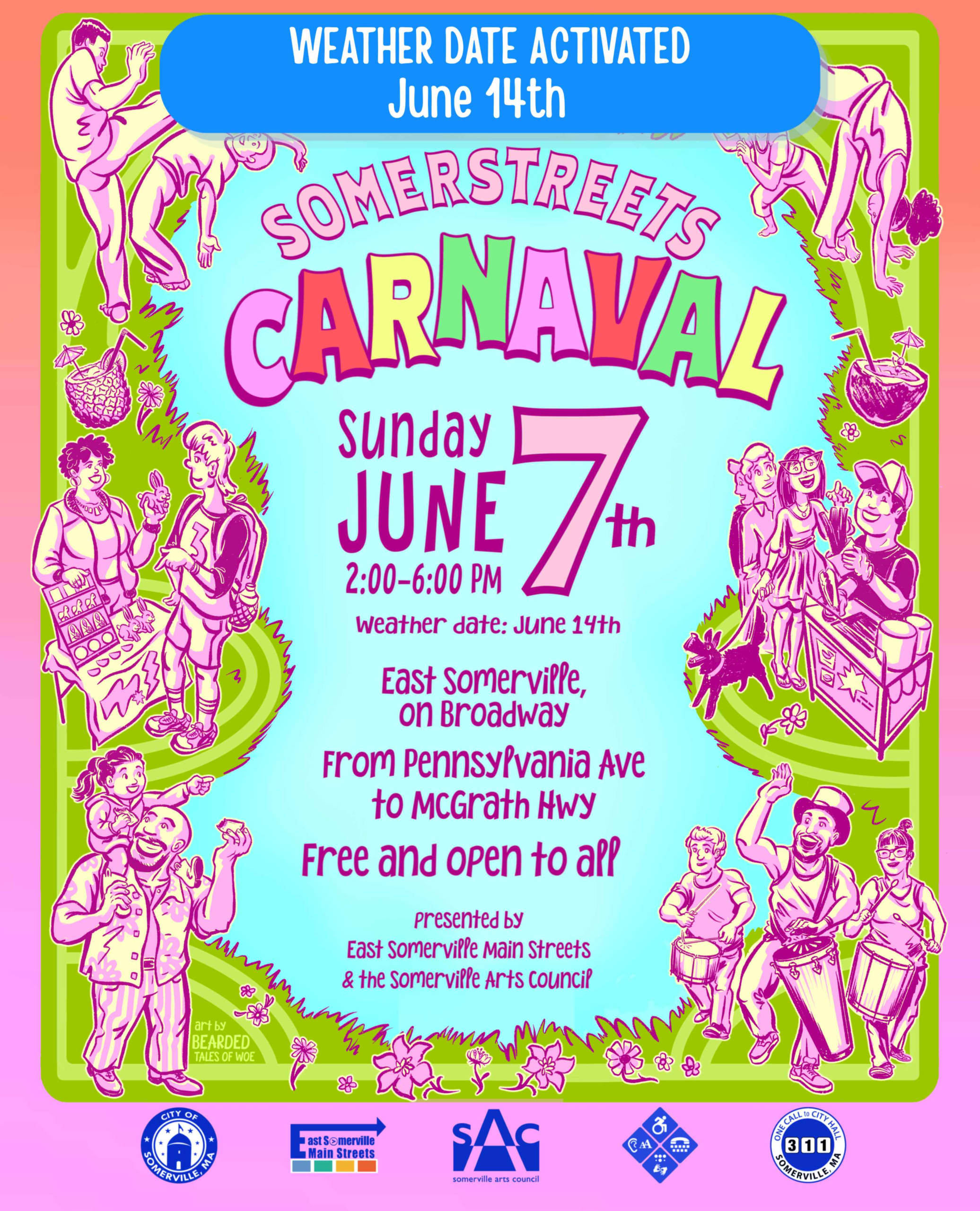 Event flyer with date change announcement