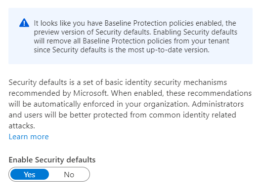 security defaults azure