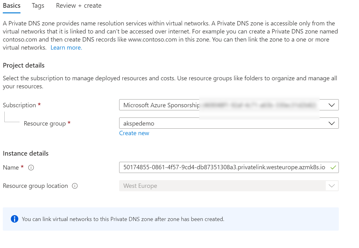 Create DNS Zone