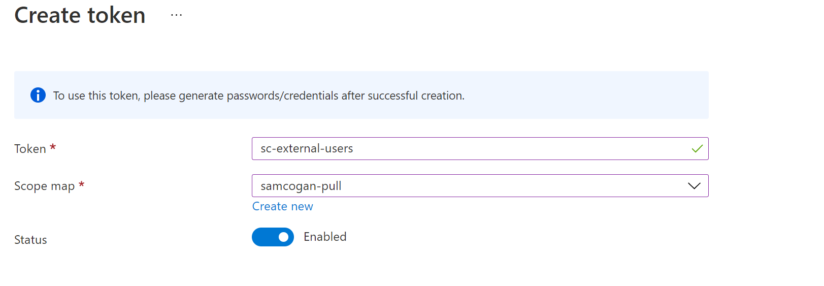 Create token