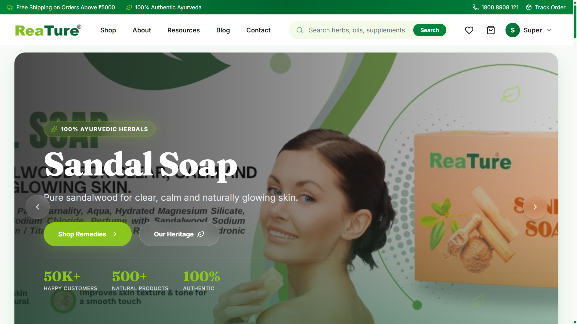 Reature – Ayurvedic & Herbal Wellness E-Commerce Platform