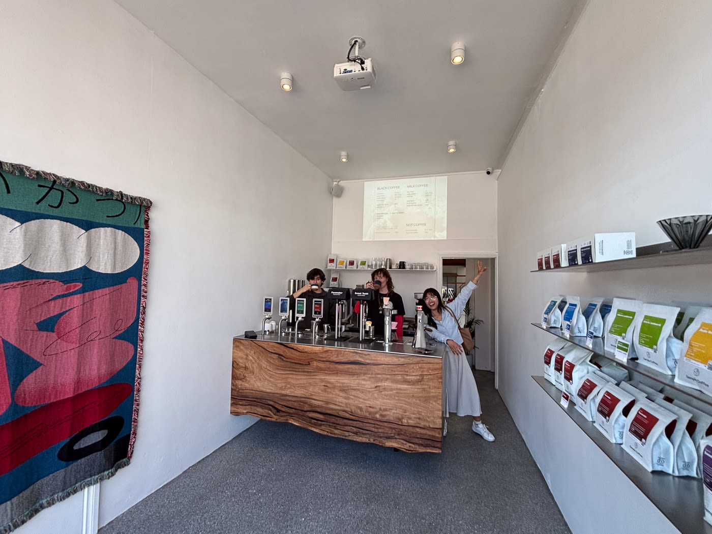An inside view of the espresso bar.