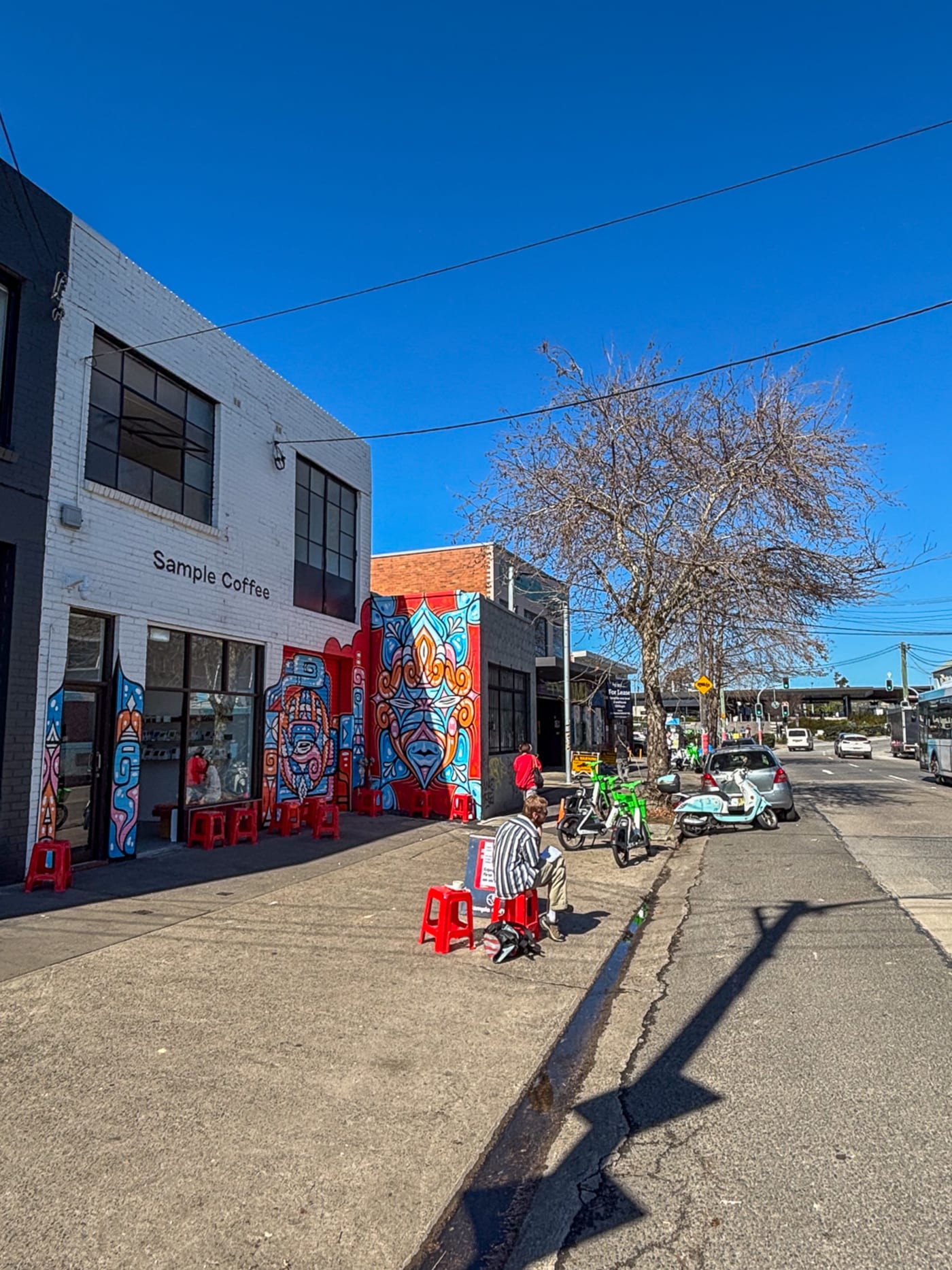 The Marricville outdoor footpath space, with Sydenham Metro Station at the back.