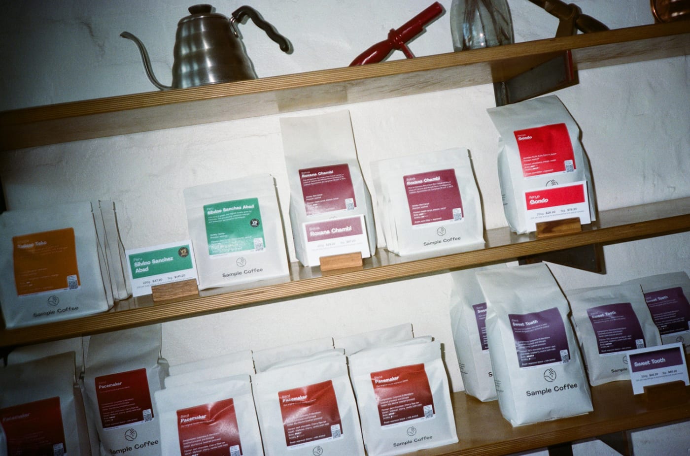 Different coffee lineup in out Pro Shop.