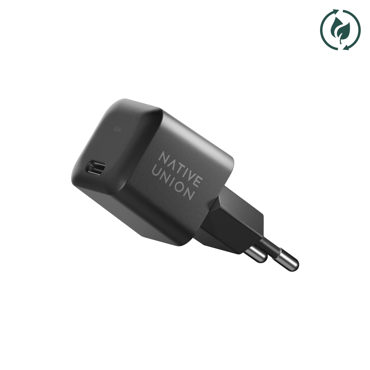 Chargeur secteur USB-C GaN 30 W Native Union Fast GaN Charger PD, prise EU, noir