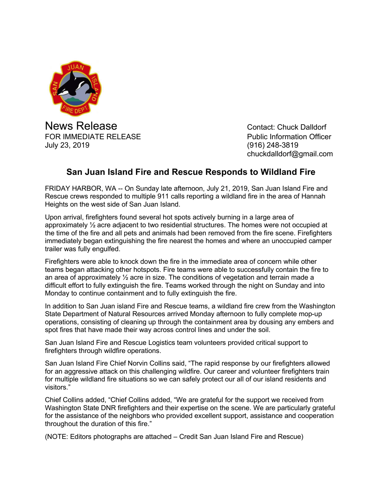 Thumbnail preview of Jul 21, 2019 press release