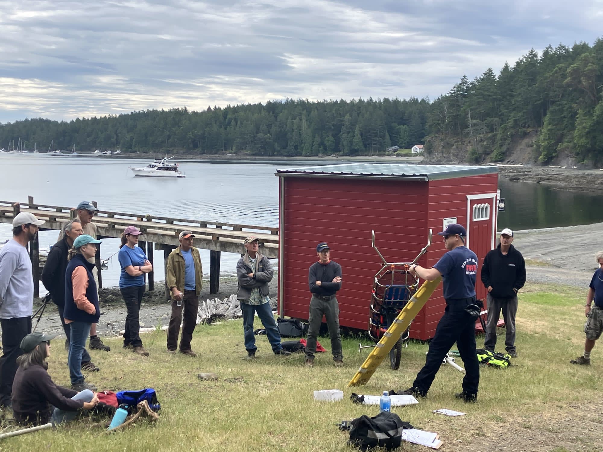Brigade members receiving patient movement training
