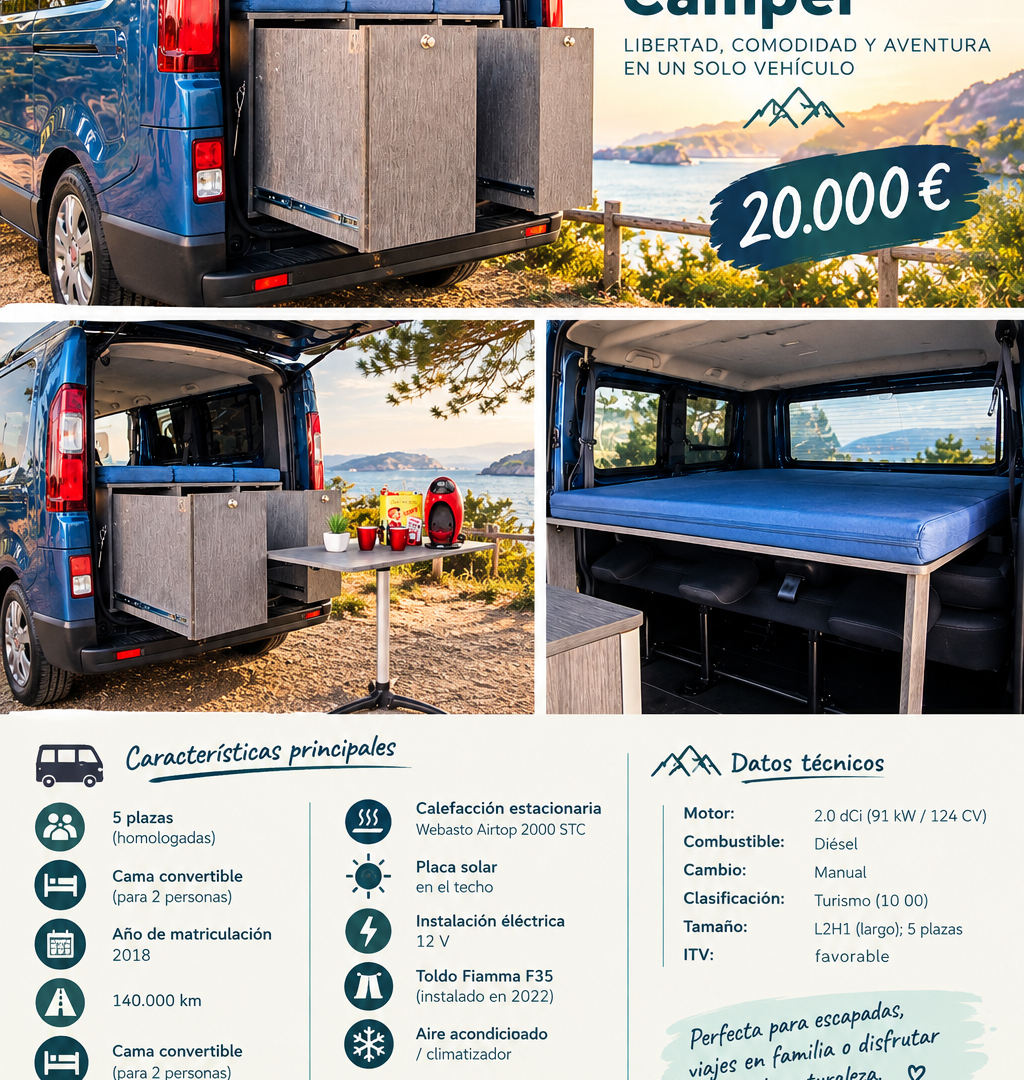 FIAT TALENTO CAMPER L2H1 – 2018 – 140.000 KM