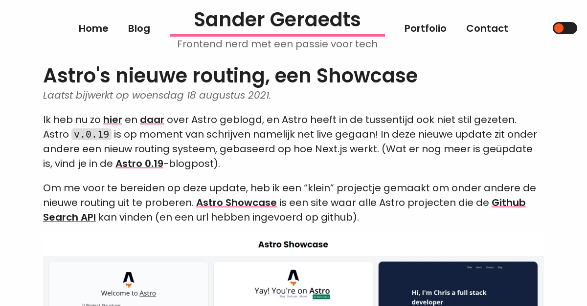 Astro's nieuwe routing, een Showcase - Sanderg.nl