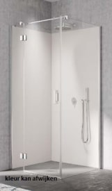 KERMI LIGA DRAAIDEUR+VAST SEGM RECHTS 89.5CM H200CM MAT ZWART TRANSPARANT GLAS img