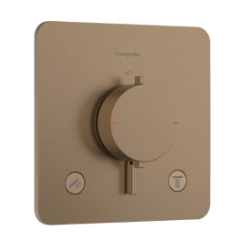 H.GR. ECOSTAT COMFORT Q AFWERKSET INBOUWTHERMOSTAAT 2 FUNCTIES BRUSHED BRONZE img
