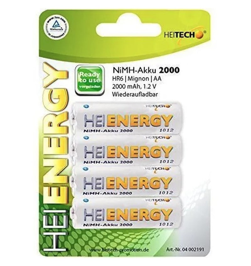 BATTERIJ HEITECH MICRO/AA 2000MAH 1.2V OPLAADBAAR (4 STUKS) (HT-04002191) 00256409 img