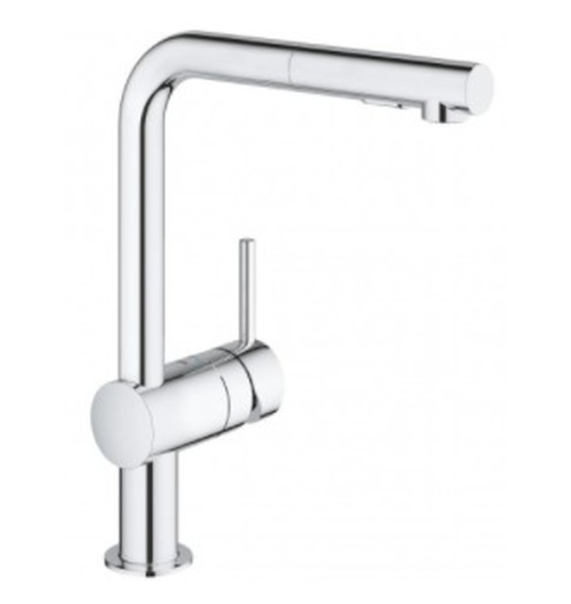 GROHE VENTO 1 GATS EENGREEPSMENGKRAAN KEUK L-UITLOOP+UITTREKB.SPROEIER 2 STRAALSOORTEN CHROOM (30437000) 00262283 img