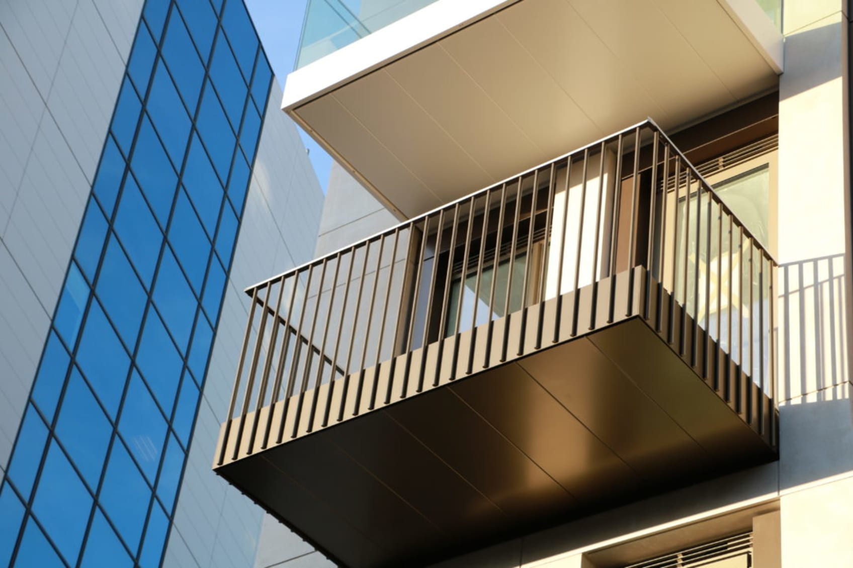 Vertical Bar Balustrades on Balconies, simple Class A fire rated