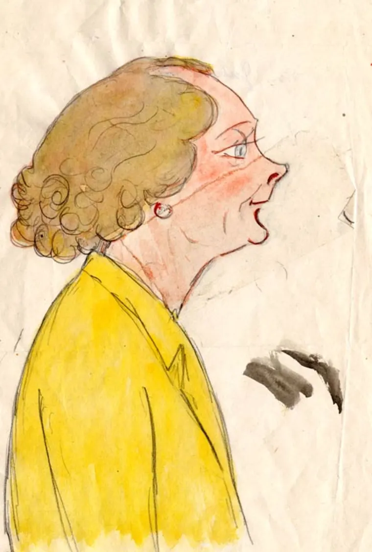 Hand-drawn profile of a person with curly hair and a yellow top.