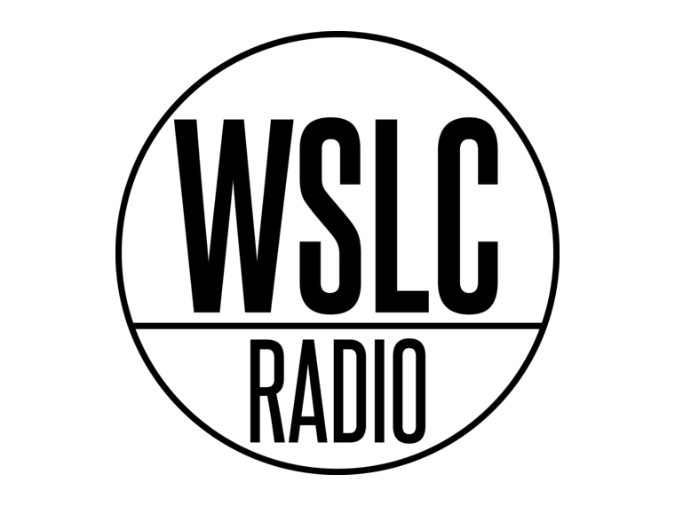 WSLC Radio logo in black and white, featuring bold letters inside a circle, with "WSLC" above a horizontal line and "Radio" below it.
