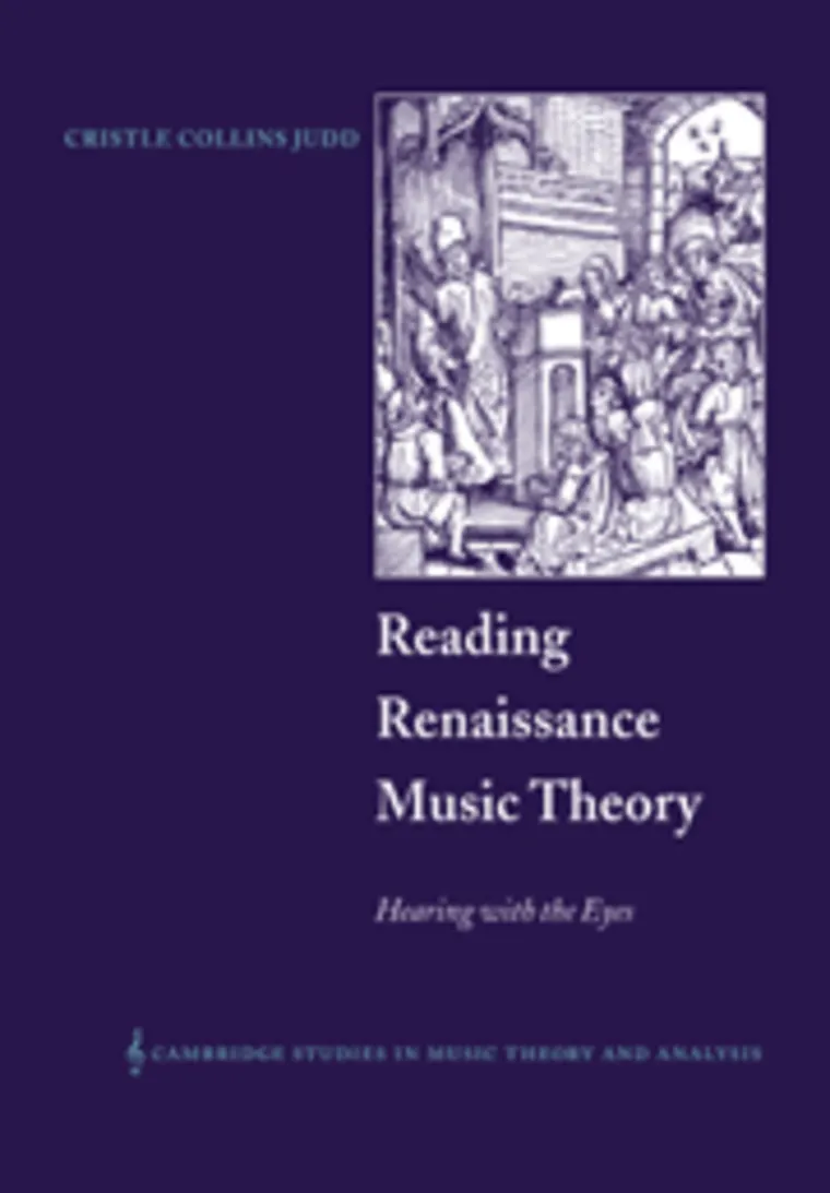 Book cover with title "Reading Renaissance Music Theory" featuring a historical scene illustration.