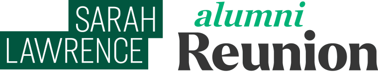 Sarah Lawrence alumni reunion logo with green and black text.