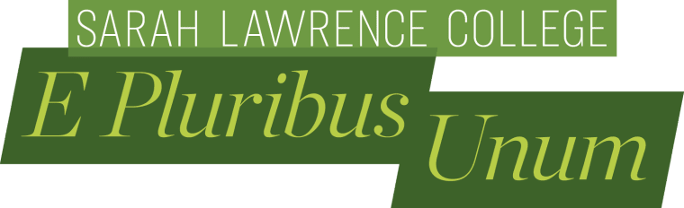 Sarah Lawrence College logo with "E Pluribus Unum" in stylized green text.
