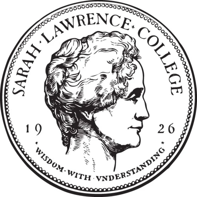 Coin design with a side profile of a person, inscribed with "Sarah Lawrence College" and "Wisdom With Understanding," dated 1926.