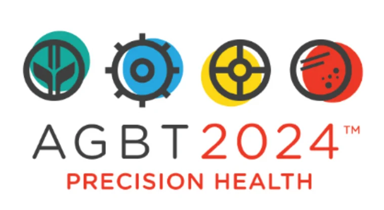 AGBT 2024 Precision Health logo featuring four colorful circular symbols representing health and technology themes.