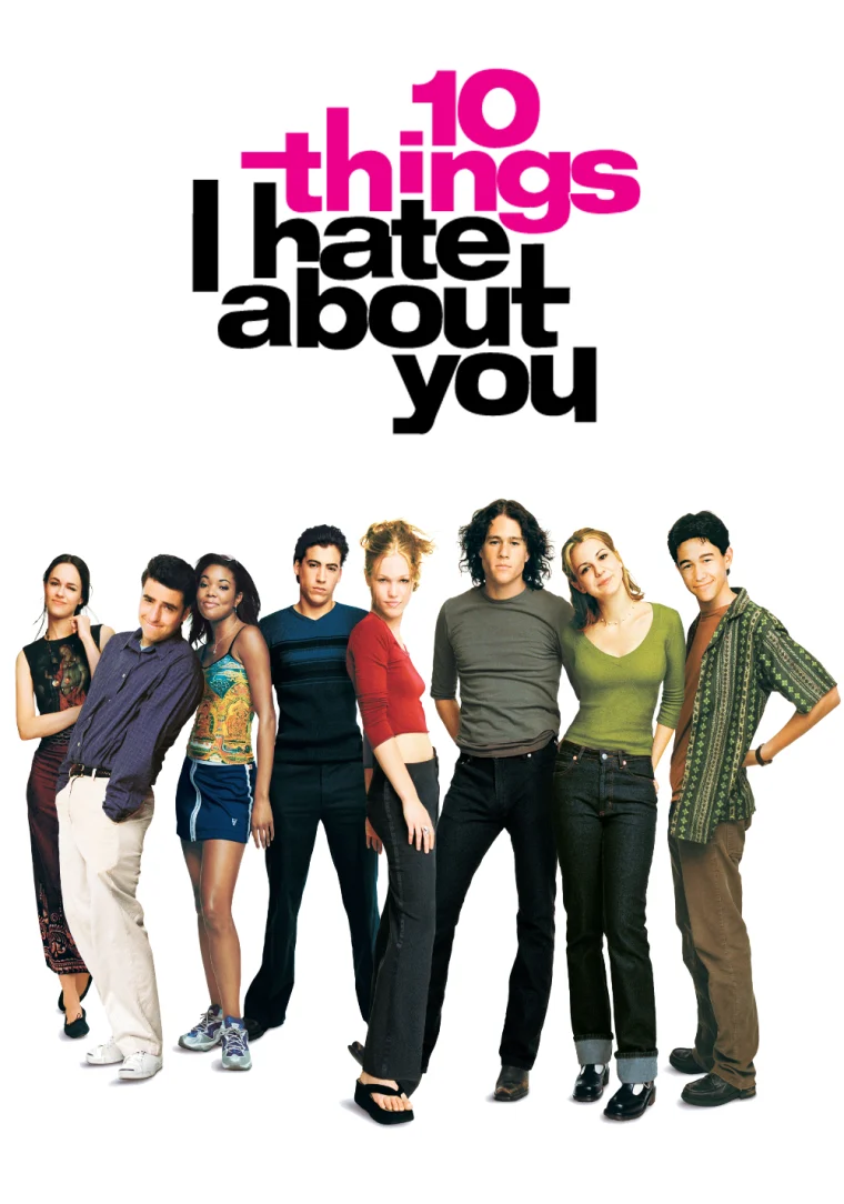 Seven people stand together under the title "10 Things I Hate About You."