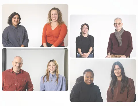 stylized film clips showing pairs of people sitting together
