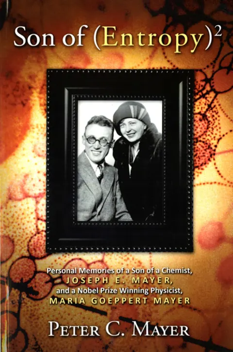 Cover of "Son of (Entropy)²" by Peter C. Mayer, featuring a framed black-and-white photo of two people against an abstract orange background.