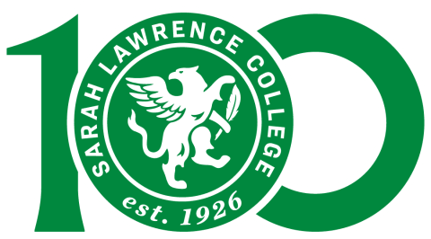 Green Sarah Lawrence College centennial logo with a griffin, established 1926.
