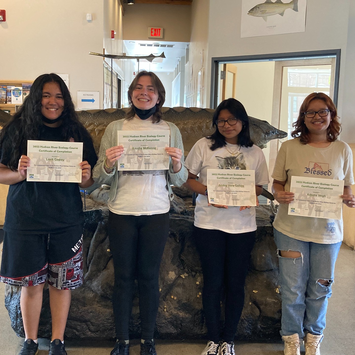 Last week we had students participate in our Hudson River Ecology Course at Curb. Over the course of the week, students learned about the Hudson River estuary as they participated in seining, fish identification, sediment study, and marsh replication. At the end of the week, the participating students received a completion certificate!