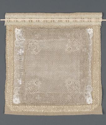 Untitled, linen, vintage handkerchief, handmade lace (doubleweave technique)