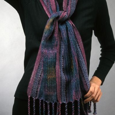 Scarf with painted warp with contrasting border and window imagery, 1999