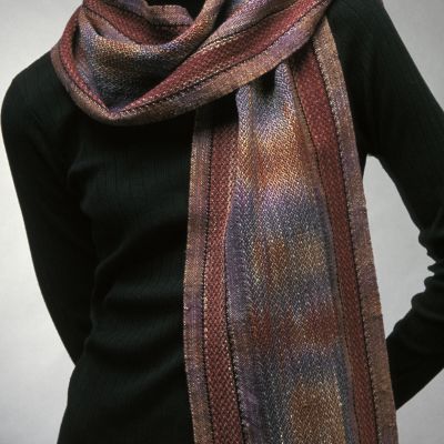 Scarf with painted warp and window imagery, 1999