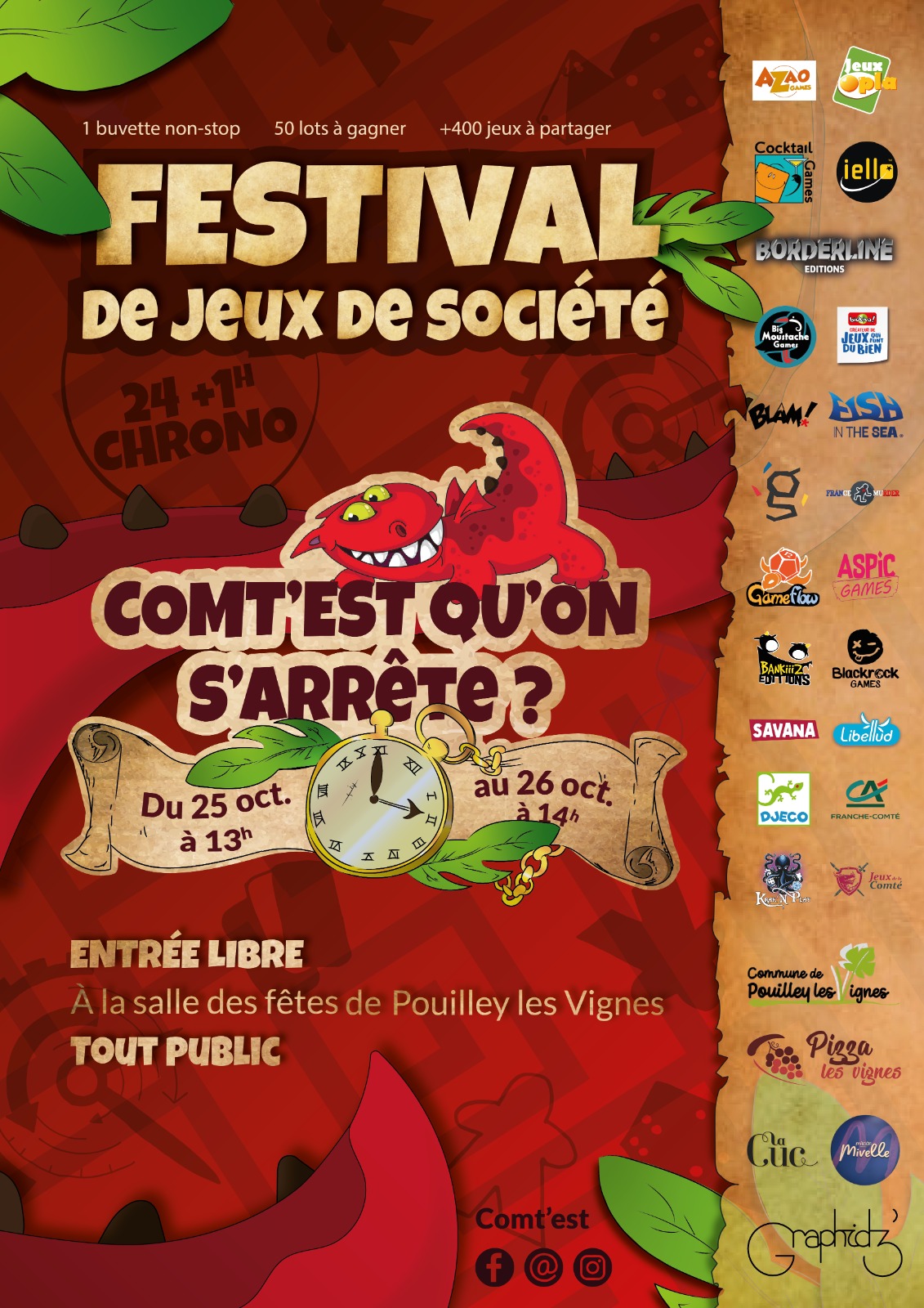 Affiche Festival de jeux Comt'Est qu'on s'arrête