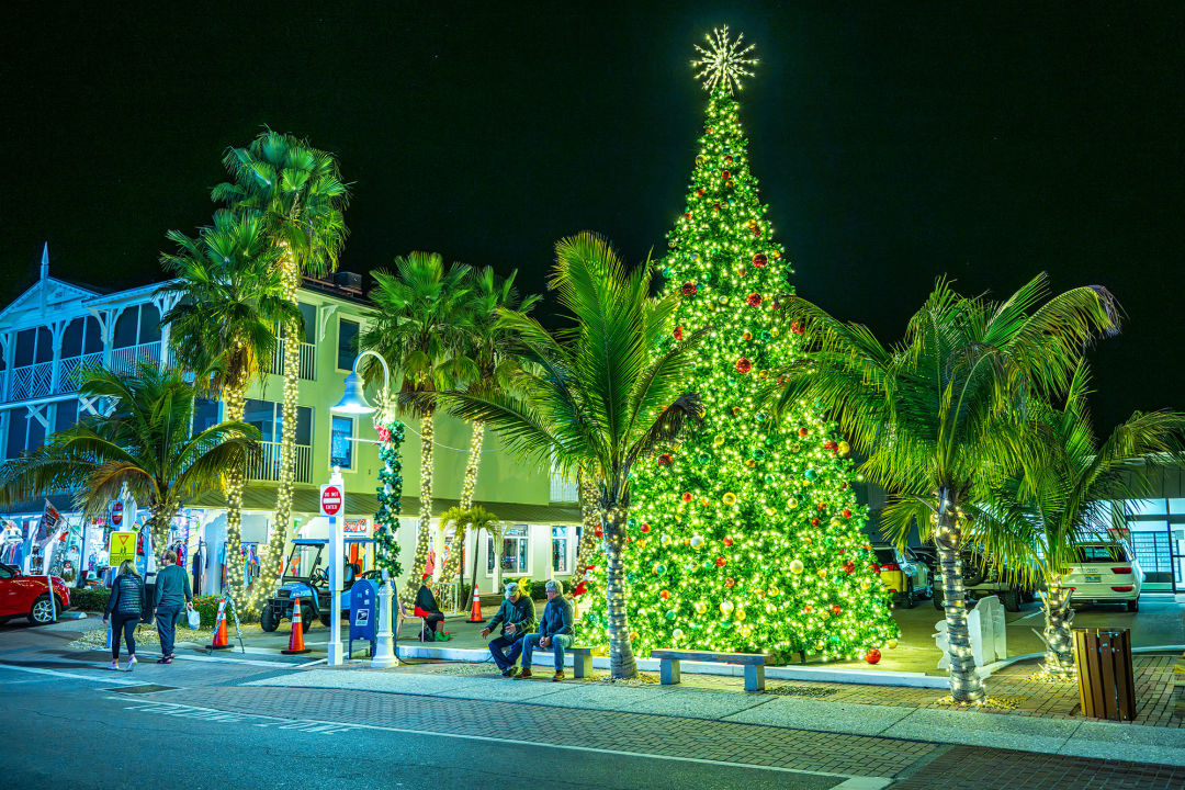 The Bradenton Beach Christmas tree on Bridge Street.